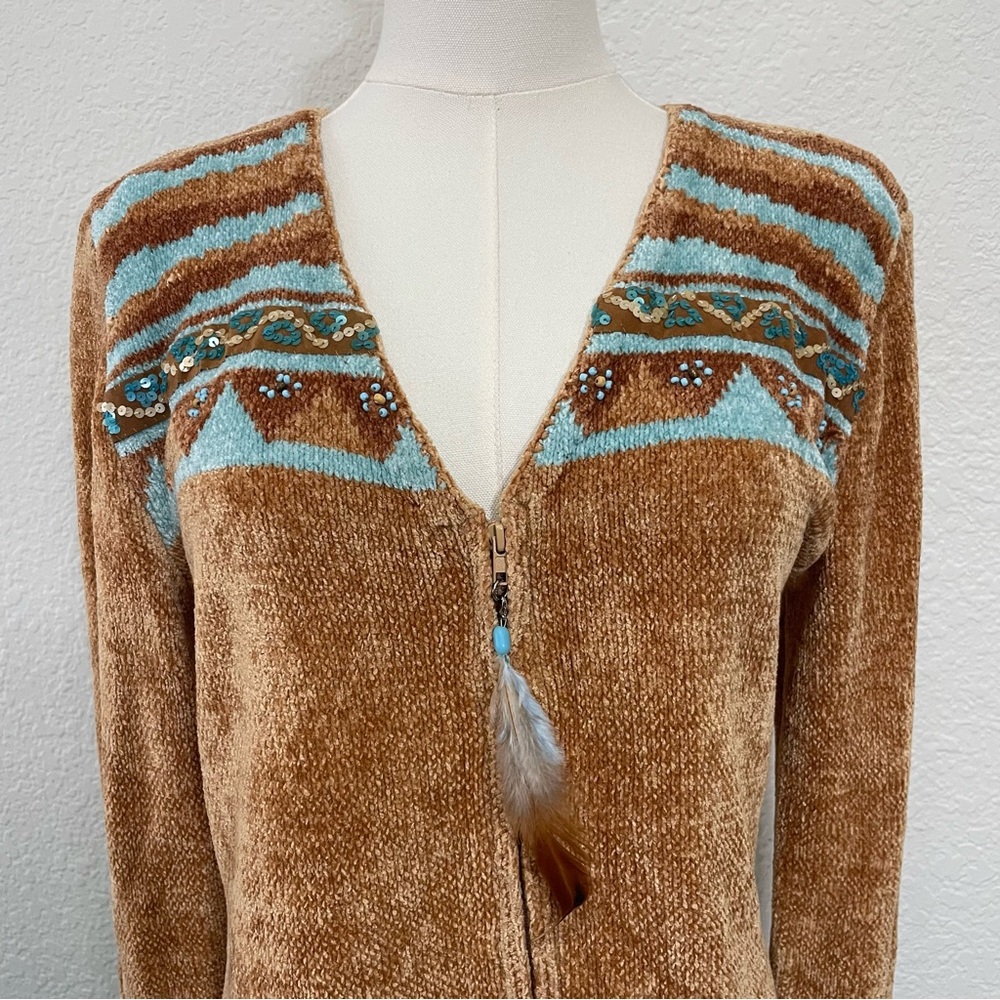Soft Surroundings Chenille Zip Front Sweater - Picture 2 of 8